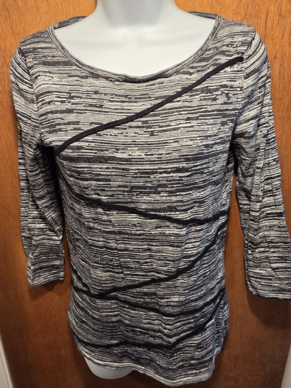 Cable & Gauge Black & White Striped Long Sleeve Top SzS